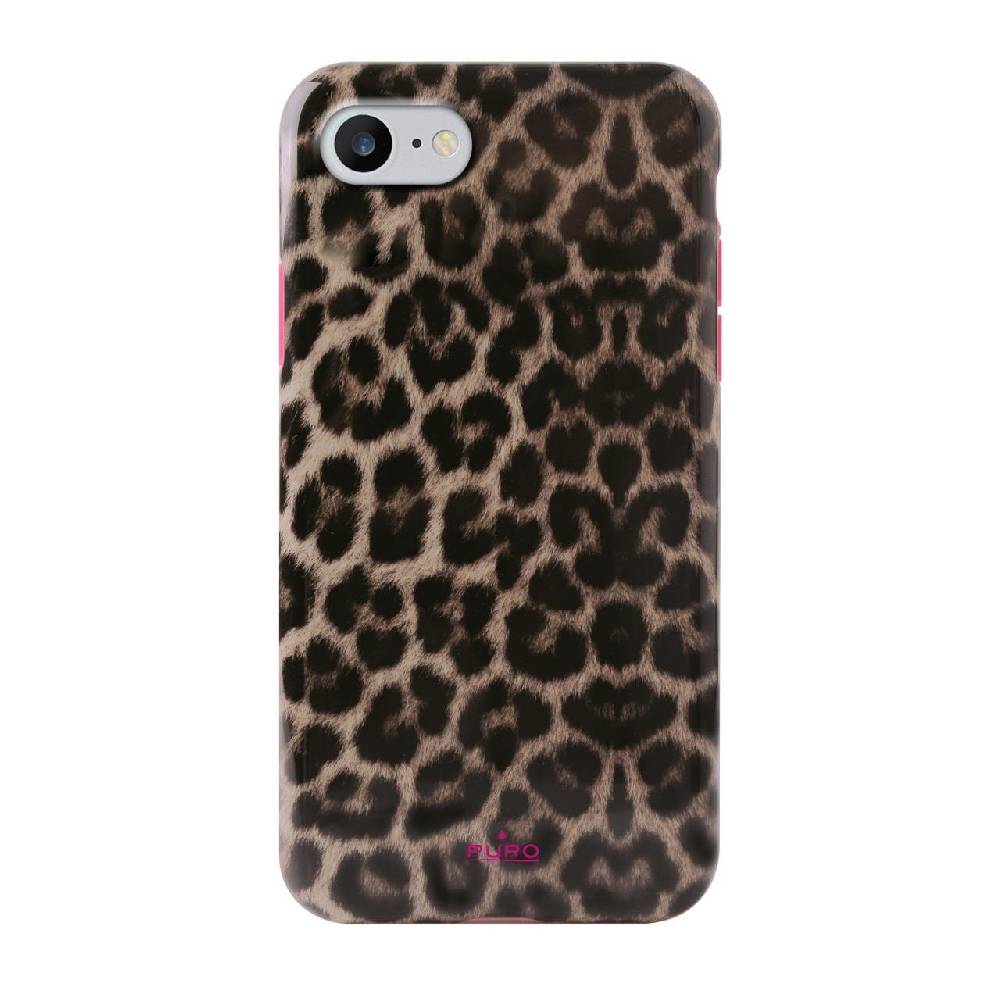 Puro Cover Pink Leopard per iPhone 7, 8, SE 2020 e SE 2022 Nuovo