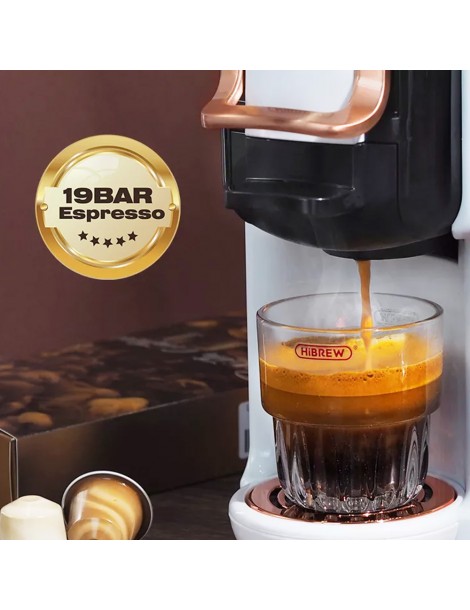 HiBREW H2B Caffettiera 5 in 1 con linea di livello dell'acqua macchina per caffè a capsule caldo/freddo a 19 bar - Bianco Online