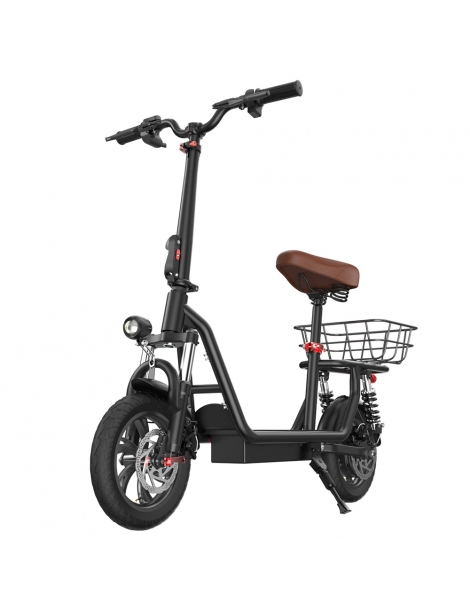 iScooter i12 Monopattino elettrico con sedile e cestino posteriore motore da 500W batteria da 36V 7 5Ah pneumatico da 12" Promozione