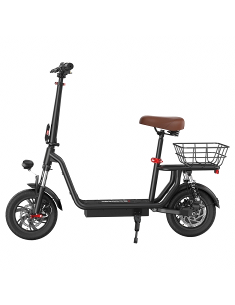 iScooter i12 Monopattino elettrico con sedile e cestino posteriore motore da 500W batteria da 36V 7 5Ah pneumatico da 12" Promozione