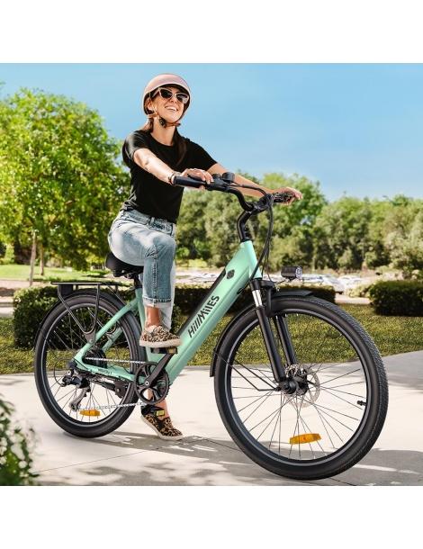 HillMiles MileCity1 Bicicletta elettrica motore da 250W batteria da 36V 13AH pneumatico da 26 pollici - Verde Pezzi Unici
