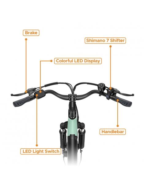 HillMiles MileCity1 Bicicletta elettrica motore da 250W batteria da 36V 13AH pneumatico da 26 pollici - Verde Pezzi Unici