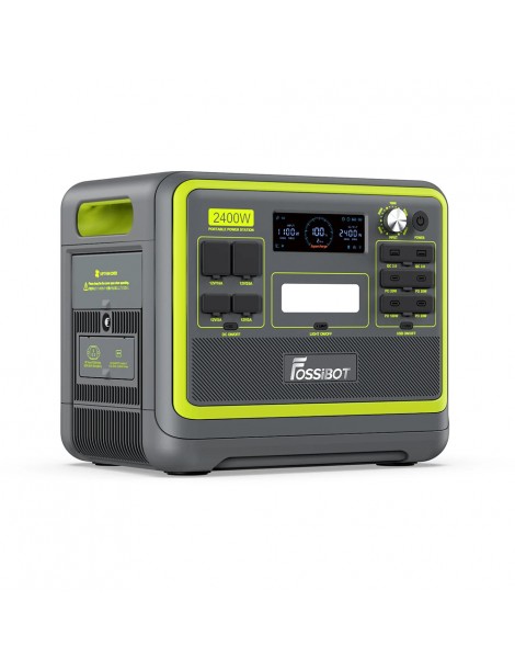 FOSSiBOT F2400 Centrale Elettrica Portatile da 2048Wh/2400W Ricarica Rapida in 1 5 Ore 16 Porte di Uscita - Verde Sconto