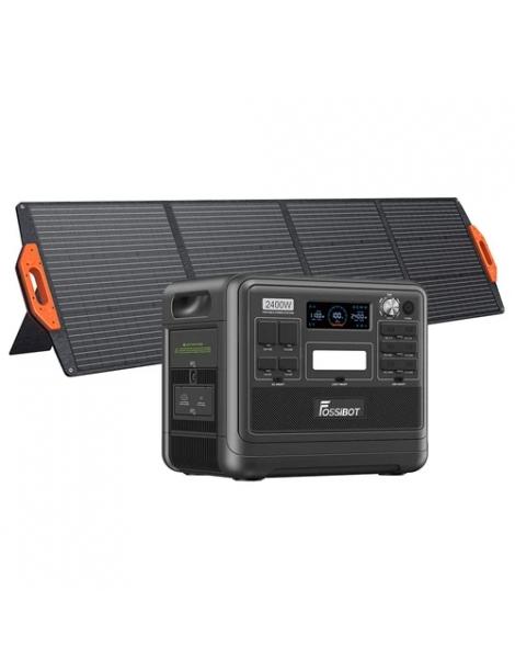 FOSSiBOT F2400 Generatore Solare Portatile da 2048Wh/2400W+Fossibot SP200 18V 200W Pannello Solare Pieghevole - Nero Saldi