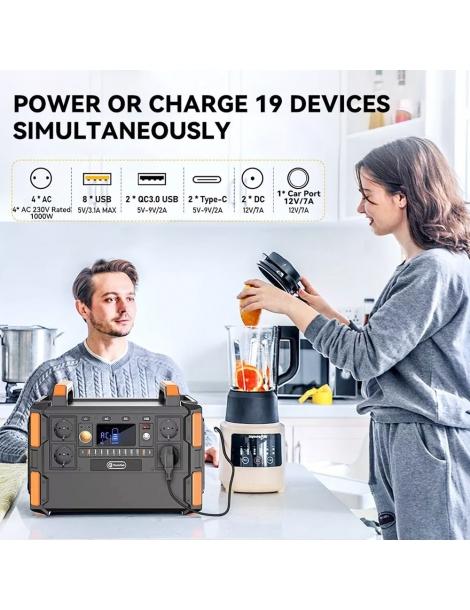 Generatore solare portatile Flashfish F132 1041.6Wh/1000W batteria LiFePo4 uscita 230V AC 19 uscite versione UE Negozio