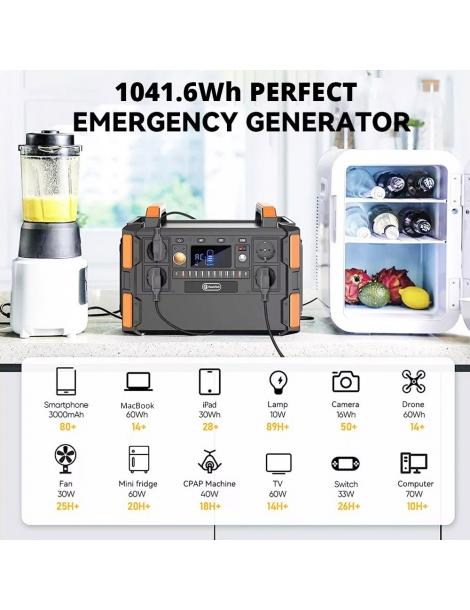 Generatore solare portatile Flashfish F132 1041.6Wh/1000W batteria LiFePo4 uscita 230V AC 19 uscite versione UE Negozio
