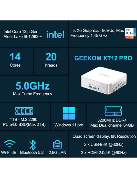 GEEKOM XT12 Pro Mini PC Intel Core i9-12900H 14 core fino a 5 0GHz 32GB RAM 1TB SSD Affare Del Giorno