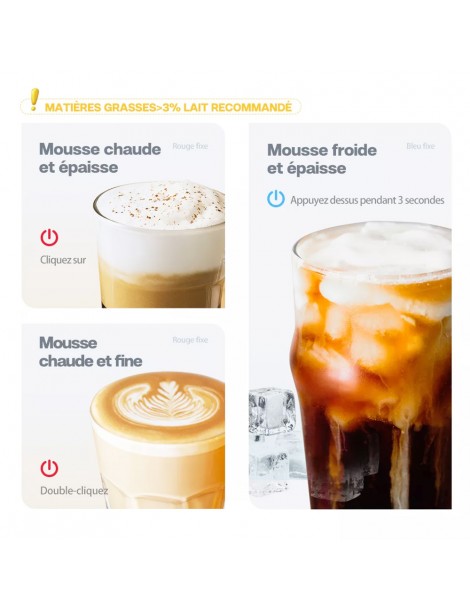 HiBREW M1A 450W Macchina montalatte miscelatore di cioccolato per latte freddo/caldo e cappuccino - Bianco Soddisfazione Garantita