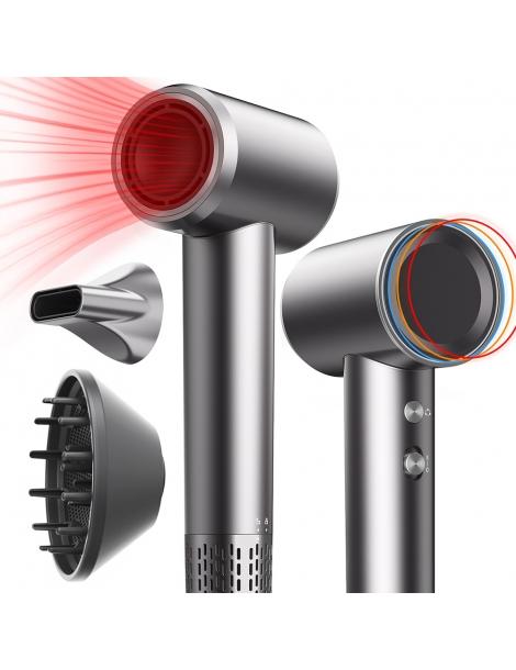 Micollme H6S Asciugacapelli con 2 bocchette asciuga i capelli medi in 2-3 minuti 59dB tecnologia a ioni negativi - grigio Shopping Online