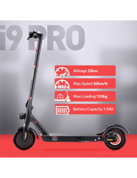 iScooter i9 Pro Scooter elettrico 8 5 pollici Pneumatico a nido d'ape 350W Motore 7 5Ah Batteria 30km/h Velocità massima Nero Vendita