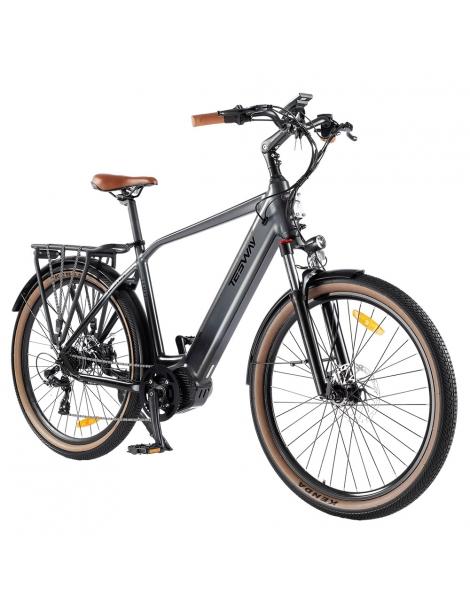TESWAY COMET-M Bicicletta elettrica con motore centrale motore 500W batteria 48V 14Ah pneumatici 27 5*2 4 pollici - Grigio Consegna Veloce
