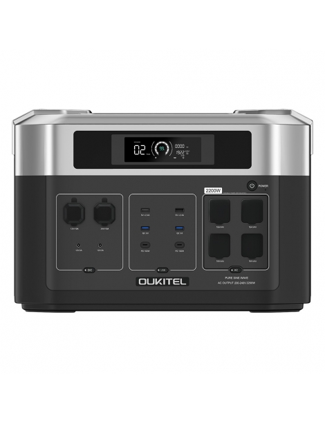 OUKITEL BP2000 Centrale elettrica portatile batteria LiFePO4 da 2048Wh/640000mAh uscita AC da 2200W UPS da 2000W Spedizione Gratuita