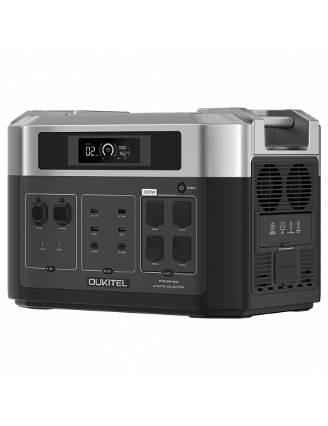 OUKITEL BP2000 Centrale elettrica portatile batteria LiFePO4 da 2048Wh/640000mAh uscita AC da 2200W UPS da 2000W Spedizione Gratuita