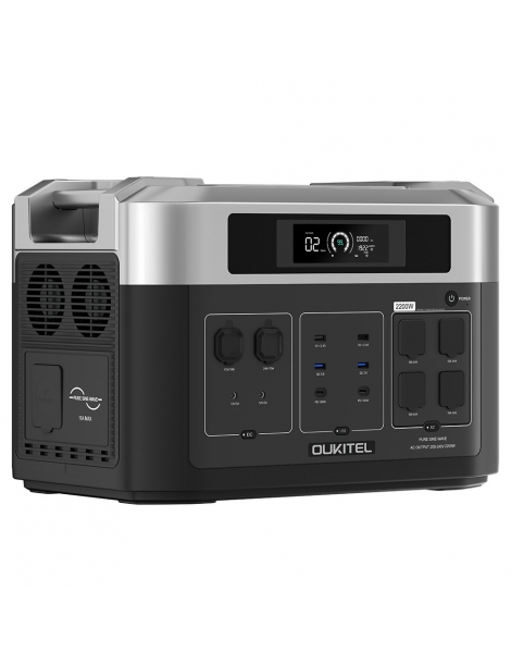 OUKITEL BP2000 Centrale elettrica portatile batteria LiFePO4 da 2048Wh/640000mAh uscita AC da 2200W UPS da 2000W Spedizione Gratuita