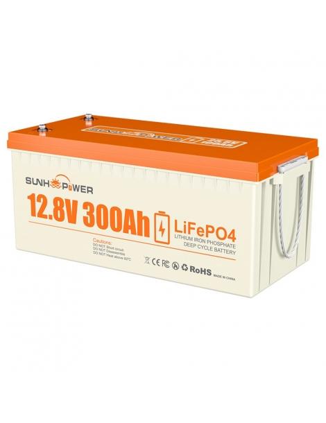 SUNHOOPOWER 12V 300Ah LiFePO4 Batteria energia 3840Wh BMS 200A integrato potenza di carico max. 2560W IP68 Pezzi Unici
