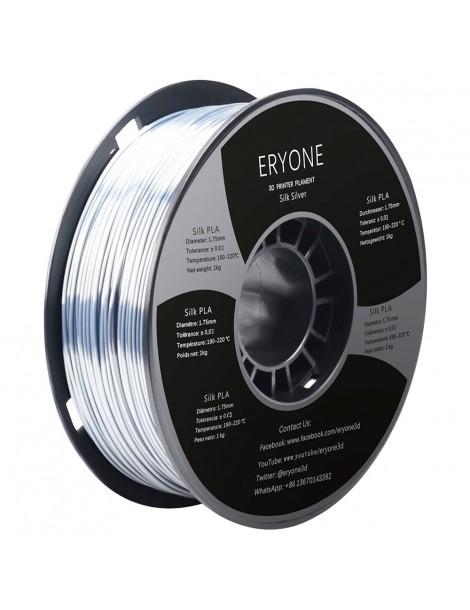ERYONE Seta PLA Filamento per stampante 3D 1 75 mm Tolleranza 0 03 mm 1 kg (2 2 libbre)/Pool - Argento Italia