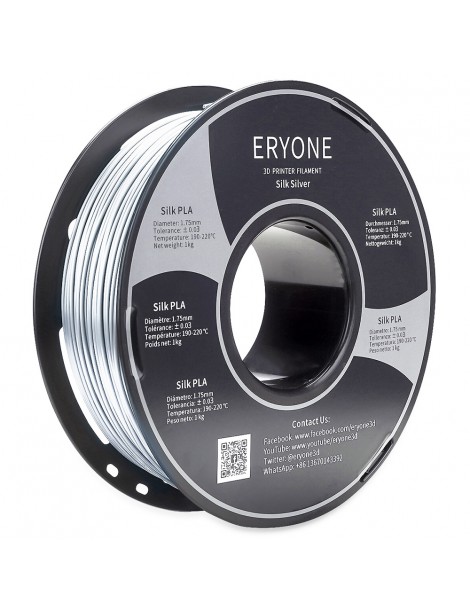 ERYONE Seta PLA Filamento per stampante 3D 1 75 mm Tolleranza 0 03 mm 1 kg (2 2 libbre)/Pool - Argento Italia