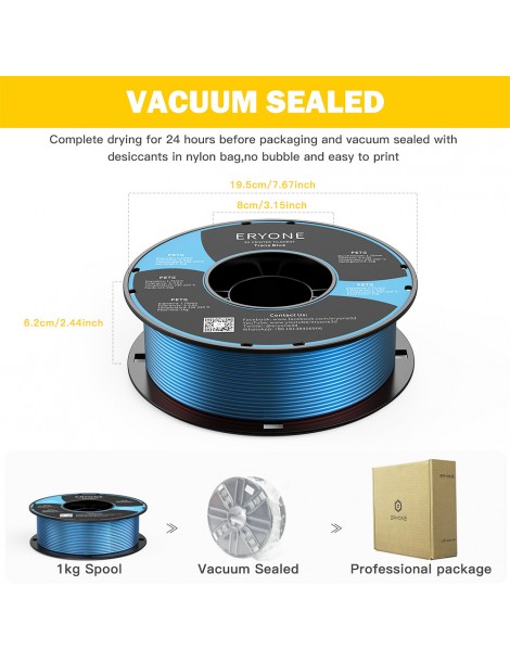 ERYONE PETG Filamento per stampante 3D 1 75mm Tolleranza 0 03mm 1KG(2.2LBS)/Spool - Blu trasparente Acquista Ora
