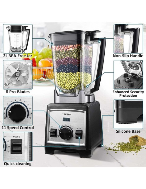 Yakeep 8188 2000W Stand Mixer frullatore per frullati da 2L con agitatore 32000 RPM 8 lame in acciaio Hotsell