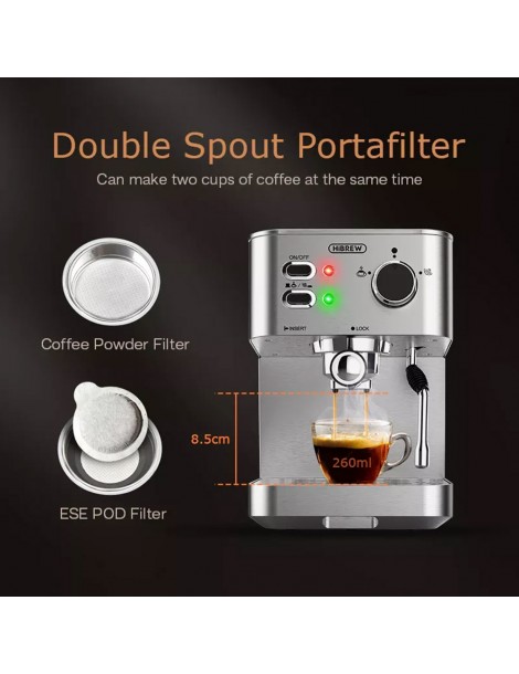 HiBREW H10 1050W macchina da caffè semi-automatica a 20 bar macchina per caffè espresso a cialde e macinato ESE capacità 1 5L In Saldo