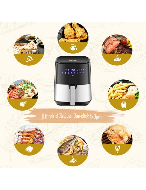 Sonifer SF1014 1450W 5L Friggitrice ad aria senza olio LED Touchscreen friggitrice elettrica Cestello antiaderente Negozi Online