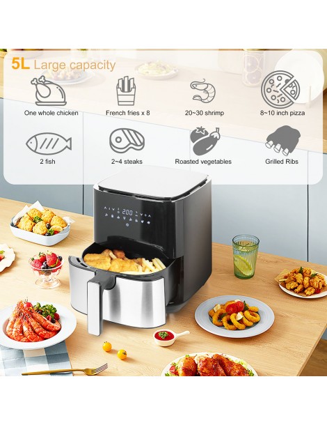 Sonifer SF1014 1450W 5L Friggitrice ad aria senza olio LED Touchscreen friggitrice elettrica Cestello antiaderente Negozi Online