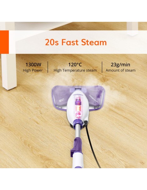EASINE by ILIFE S50 1300W Mocio a Vapore Cablato 450ml Serbatoio dell'Acqua 10 Livelli Regolabili 120 Gradi Celsius Fino Al -60%
