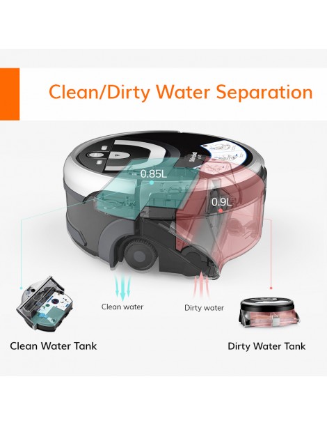 ILIFE W400 1000Pa Robot lavapavimenti 900ml Serbatoio d'acqua Pianificazione giroscopica 4 modalità di pulizia Prezzo Ridotto