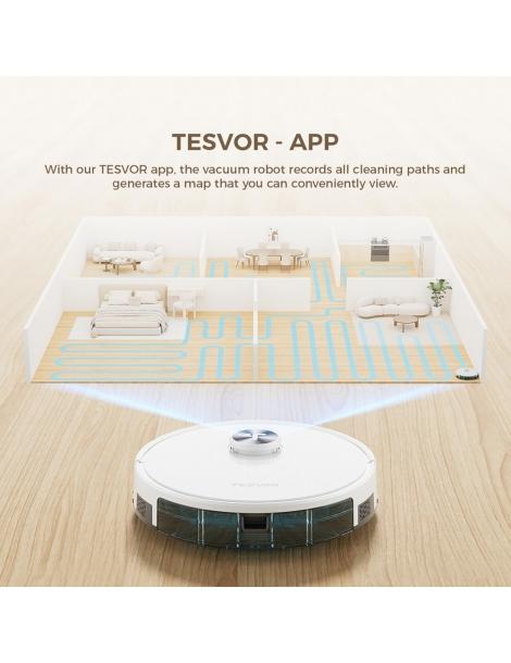 Tesvor S7 Pro AES Robot Aspirapolvere con Stazione di Svuotamento Automatico Funzione Mopping Aspirazione 6000Pa - Bianco In Saldo