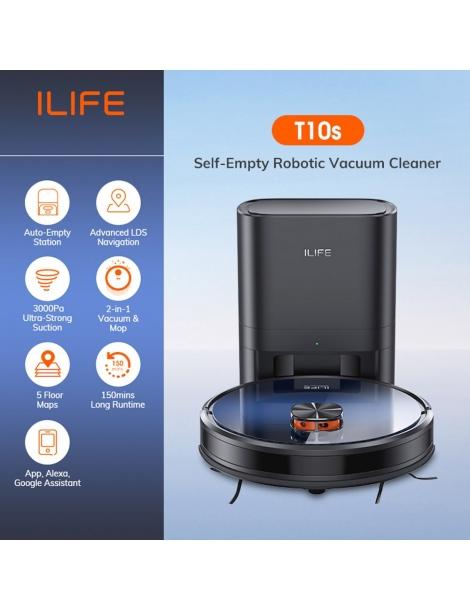 ILIFE T10s Robot Aspirapolvere Aspirazione 3000Pa Navigazione LDS Stazione di Svuotamento Automatico Italy
