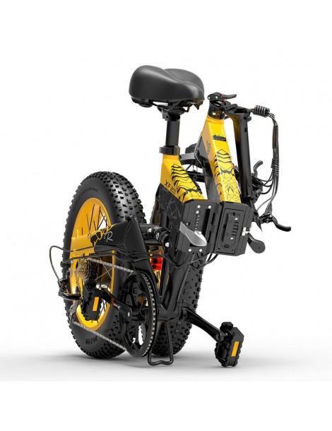 BEZIOR XF200 Bici elettrica pieghevole da 20 pollici con pneumatici grassi Motore da 1000 W Batteria da 48 V 15 Ah - Nero Giallo Soddisfazione Garantita