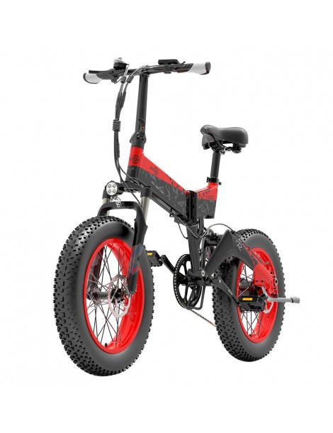 BEZIOR XF200 Bici elettrica pieghevole da 20 pollici con pneumatici grassi Motore da 1000 W Batteria da 48 V 15 Ah - Nero Rosso Qualità Garantita