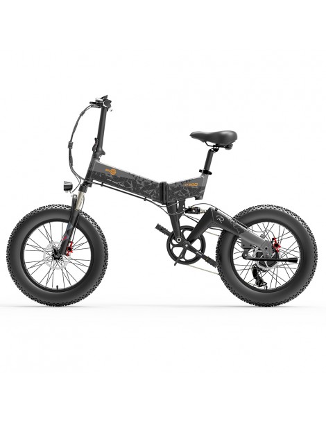 BEZIOR XF200 Bici elettrica pieghevole da 20 pollici con pneumatici grassi Motore da 1000 W Batteria da 48 V 15 Ah - Nero Grigio Negozi Online