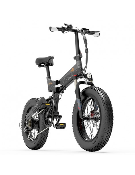 BEZIOR XF200 Bici elettrica pieghevole da 20 pollici con pneumatici grassi Motore da 1000 W Batteria da 48 V 15 Ah - Nero Grigio Negozi Online
