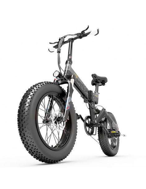 BEZIOR XF200 Bici elettrica pieghevole da 20 pollici con pneumatici grassi Motore da 1000 W Batteria da 48 V 15 Ah - Nero Grigio Negozi Online