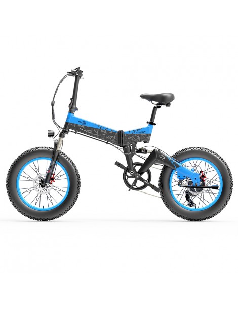 BEZIOR XF200 Bici elettrica pieghevole da 20 pollici con pneumatici grassi Motore da 1000 W Batteria da 48 V 15 Ah - Nero Blu Acquista Ora