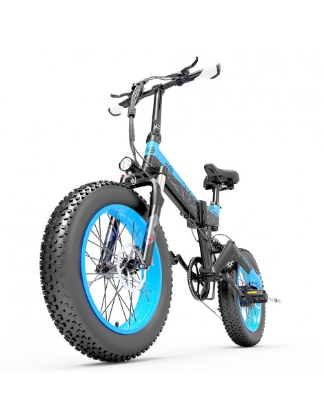 BEZIOR XF200 Bici elettrica pieghevole da 20 pollici con pneumatici grassi Motore da 1000 W Batteria da 48 V 15 Ah - Nero Blu Acquista Ora