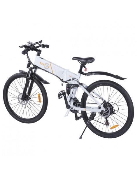 BEZIOR M26 26 Pollici Pneumatici Bicicletta Elettrica Pieghevole - 500W Motore Brushless & 48V 10Ah Batteria - Bianco Consegna Veloce