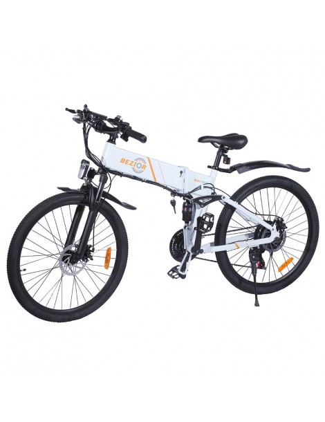 BEZIOR M26 26 Pollici Pneumatici Bicicletta Elettrica Pieghevole - 500W Motore Brushless & 48V 10Ah Batteria - Bianco Consegna Veloce