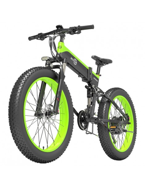 BEZIOR X1500 26 pollici Pneumatico Grasso Bicicletta Elettrica Pieghevole 1500W Motore - Nero Verde Promozione Limitata
