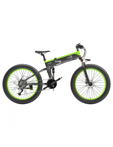 BEZIOR X1500 26 pollici Pneumatico Grasso Bicicletta Elettrica Pieghevole 1500W Motore - Nero Verde Promozione Limitata