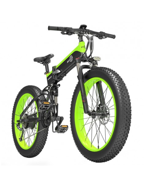 BEZIOR X1500 26 pollici Pneumatico Grasso Bicicletta Elettrica Pieghevole 1500W Motore - Nero Verde Promozione Limitata