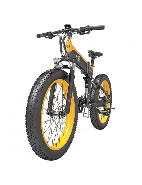 BEZIOR X1000 26 pollici Fat Tire Foldable Electric Bike 1000W Motore Panasonic 48V 12.8Ah Batteria - Nero Giallo Shopping Online
