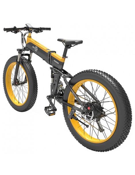 BEZIOR X1000 26 pollici Fat Tire Foldable Electric Bike 1000W Motore Panasonic 48V 12.8Ah Batteria - Nero Giallo Shopping Online