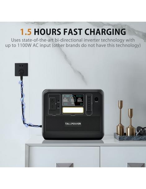 TALLPOWER V2000 Stazione di alimentazione portatile generatore solare LiFePo4 da 1536Wh uscita CA da 2000W - Nero Saldi Di Fabbrica