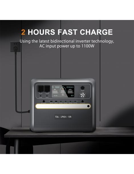 TALLPOWER V2400 Stazione di alimentazione portatile generatore solare LiFePo4 da 2160Wh uscita CA da 2400W UPS - Grigio Negozio