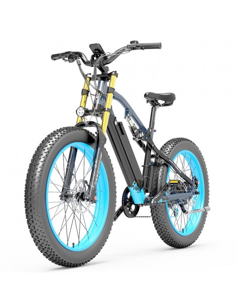 LANKELEISI RV700 16Ah 48V 1000W Bicicletta elettrica - Nero Blu Affare Del Giorno