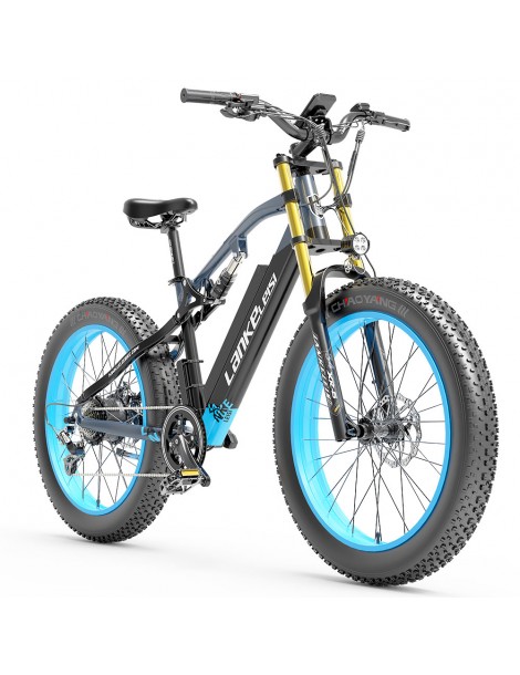 LANKELEISI RV700 16Ah 48V 1000W Bicicletta elettrica - Nero Blu Affare Del Giorno
