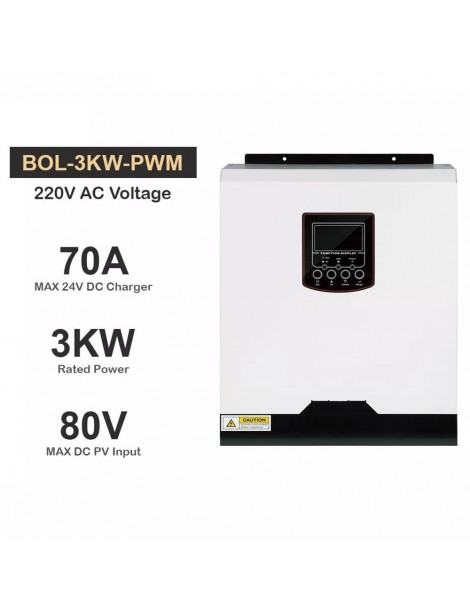 DAXTROMN Inverter solare off grid da 3KW caricatore PWM da 24V DC 70A ingresso PV 80VDC Inverter sinusoidale puro senza WiFi Pezzi Unici
