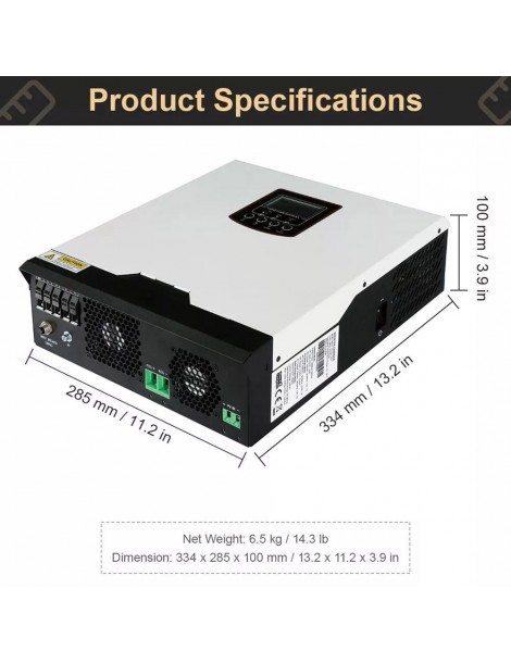 DAXTROMN Inverter solare off grid da 3KW caricatore PWM da 24V DC 70A ingresso PV 80VDC Inverter sinusoidale puro senza WiFi Pezzi Unici